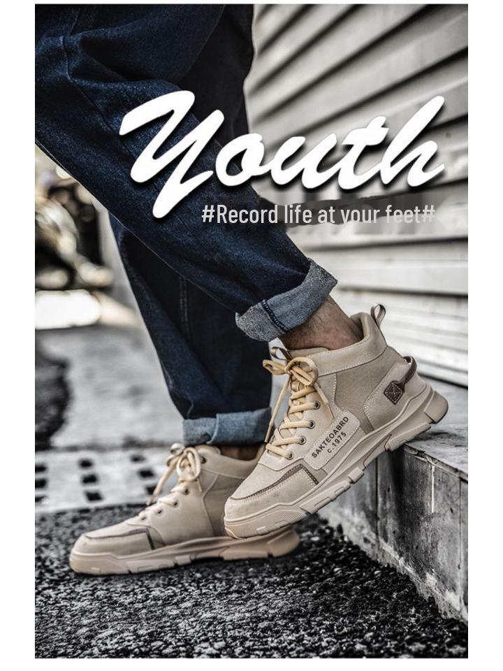 Мужские модные высокие британские ботинки Martin 2023 года — повседневная осенняя модная хлопковая обувь