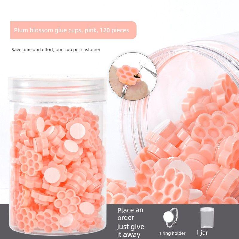 Magic Eyelash Glue Cup Self-Adhesive Plum Blossom Cup with Built-In Adhesive for Eyelash Extension Honeycomb Glue Cup Special Tool