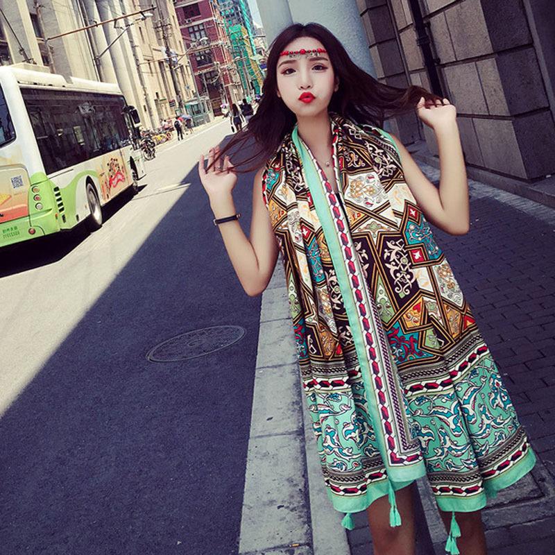 Ethnic style summer Qinghai Lake travel photo red chaka salt lake big shawl silk scarf desert warm scarf women