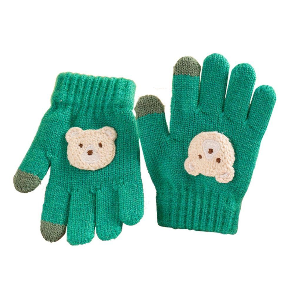 Cartoon 2-6 Year Old Kids Gloves Crochet Hooks Bear Full Finger Warm Mittens Cold Proof Windproof Baby Hand Warmer Autumn Winter