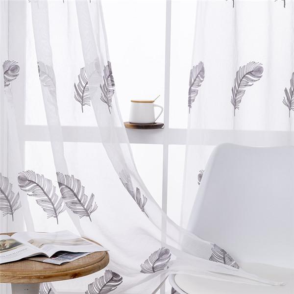 Современные короткие прозрачные шторы с вышивкой листьев для гостиной, спальни, детские оконные тюлевые шторы, жалюзи, вуаль, шторы