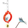 Parakeet Bird Mirror Heart Cage Hanging Climb Pet Playing Toy