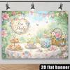 2D Vintage Tea Party Banner, Watercolor Garden Floral Tea Cup Photo Booth Background