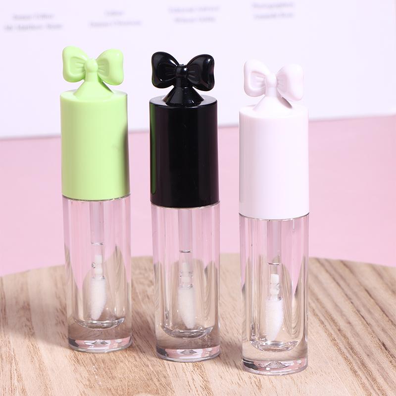 Cute Creative Bow Shape Lip Gloss Tubes Clear Empty Diy Cylindrical Lip Balm Tubes 2.5Ml With Wand Refillable Lipstick Bottle