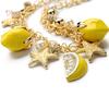Diamonding Jewelry Creative Summer Beach Women Faux Pearl Starfish Lemon Charm Bracelet Bangle
