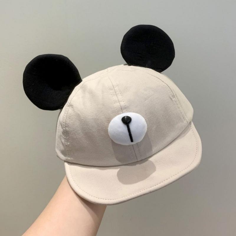 Милая детская шапка с ушками медведя для мальчиков и девочек из мягкого хлопка с козырьком, детская повседневная кепка с козырьком от солнца с героями мультфильмов, детская бейсболка