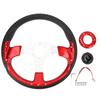 14in Universal Steering Wheel with Horn Button Racing Style PU Aluminum for Standard 6 Hole