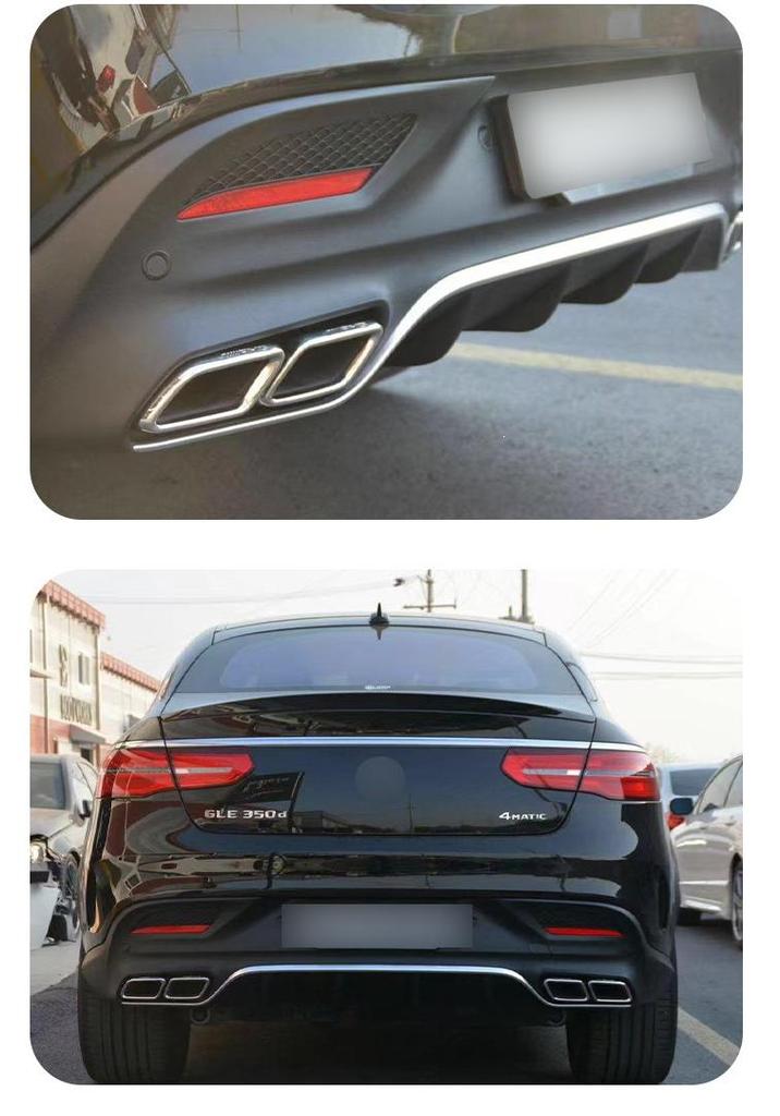 Черный глянцевый задний диффузор и насадки на глушитель для Mercedes GLE Coupe W292 GLE63 AMG