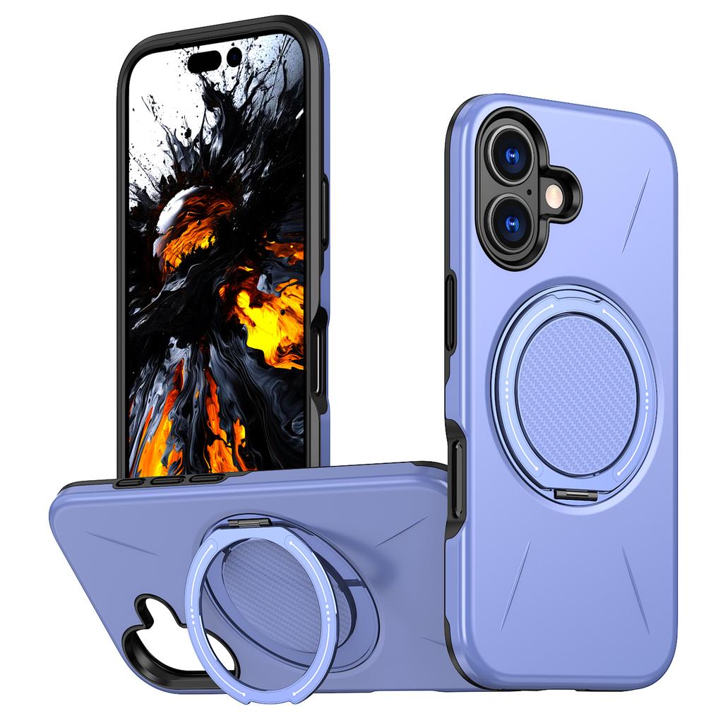 For iPhone 17 Magnetic Case Rotating Kickstand TPU+PC Phone Cover