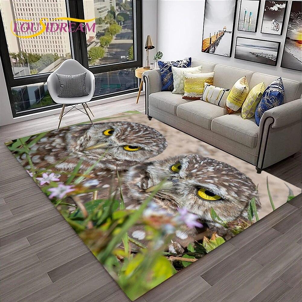 3D Cartoon Cute Owl Series Carpet Rug for Home Living Room Bedroom Sofa Kitchen Doormat Decor,Child Area Rug Non-slip Floor Mat