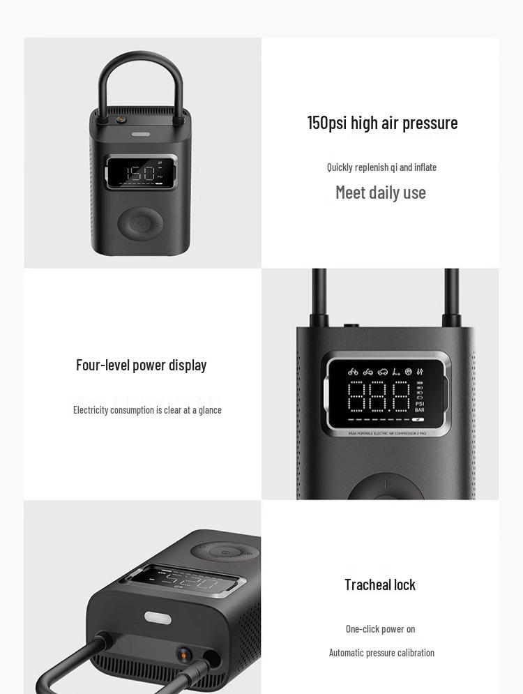 Compatible with Mijia Air Pump 2 Pro: Fast Portable Tire Inflator for Long-lasting Air Pumping