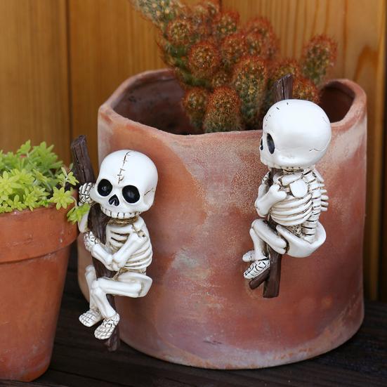 2 шт. Фигурка скелета-альпиниста Подвеска для цветочного горшка Мини-скелет Хэллоуин