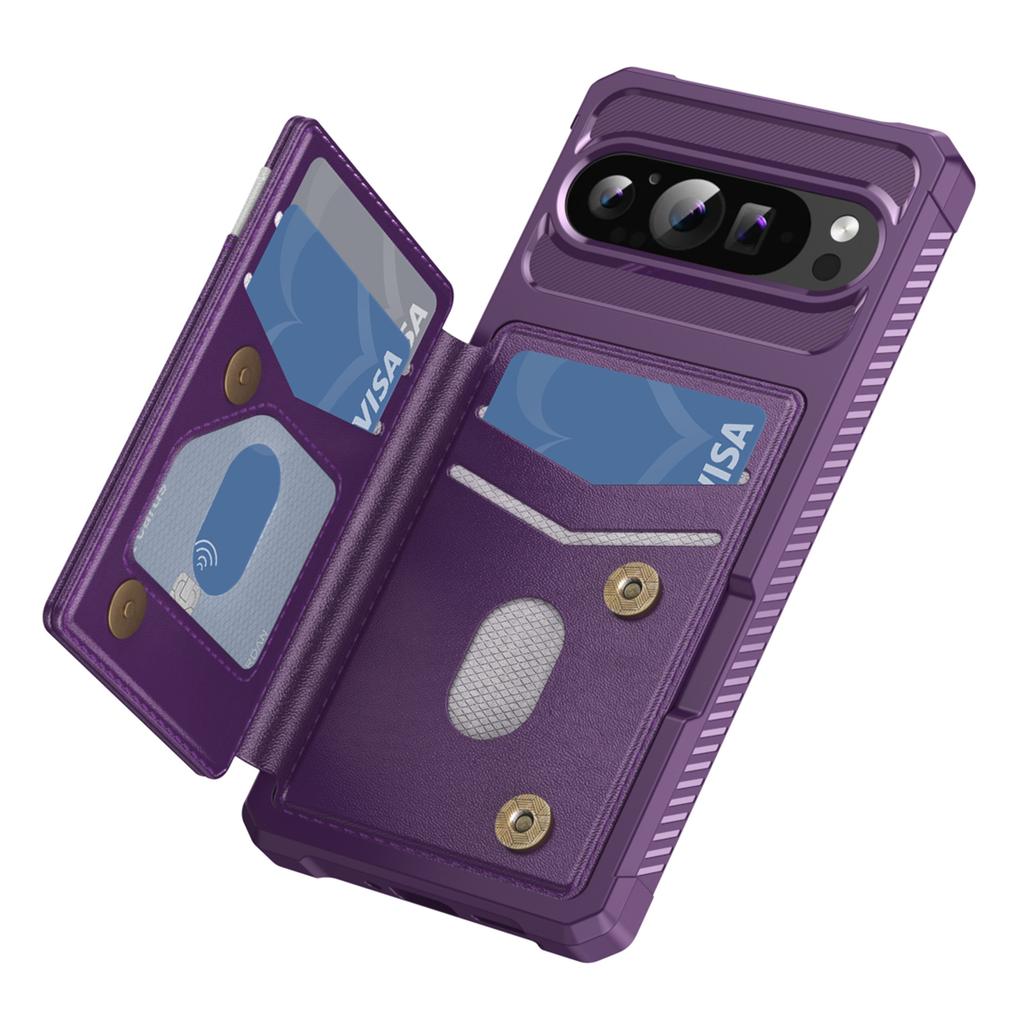 For Google Pixel 10/Pixel 10 Pro Case RFID Blocking Card Slot Kickstand Leather + TPU Phone Cover