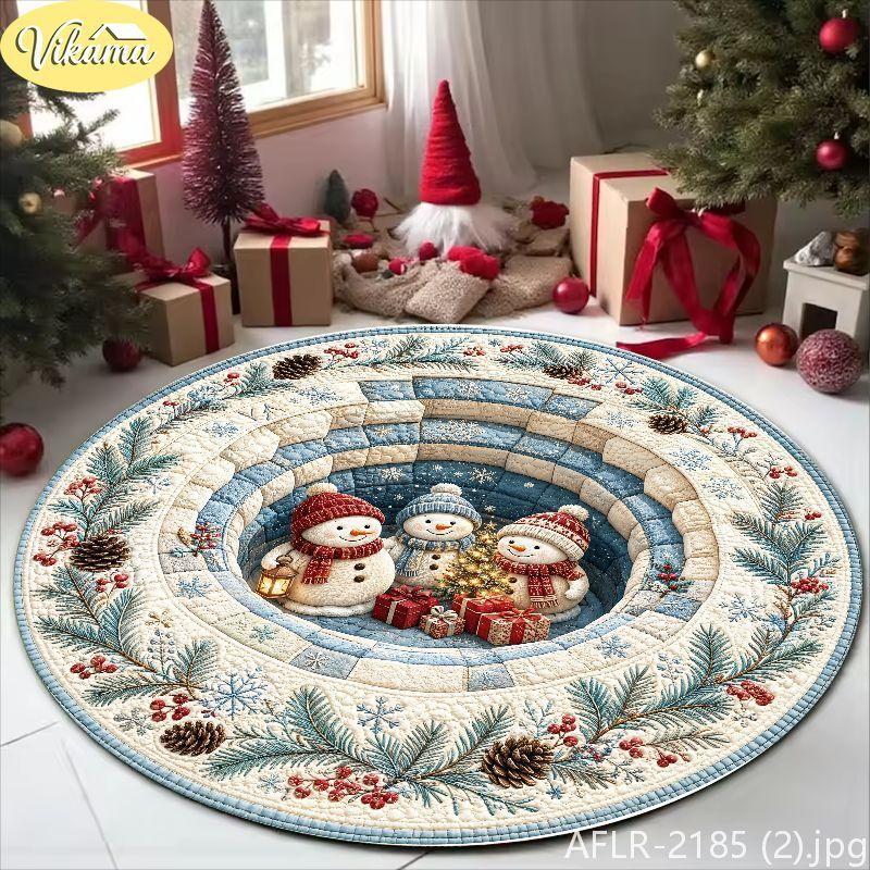 3D Визуальный Ковер с Длинным Ворсом Деда Мороза, Ретро Пэчворк Моющийся Нескользящий Ковер для Гостиной, Рождественский Декор для Дома, Идея Рождественского Подарка
