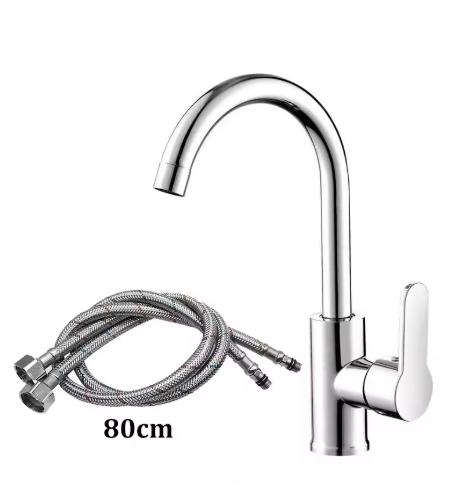 360° Rotatable Hot & Cold Kitchen Sink Faucet Large Bend Swivel Mixer Tap for Bathroom Balcony Wash Basin Sink Faucet