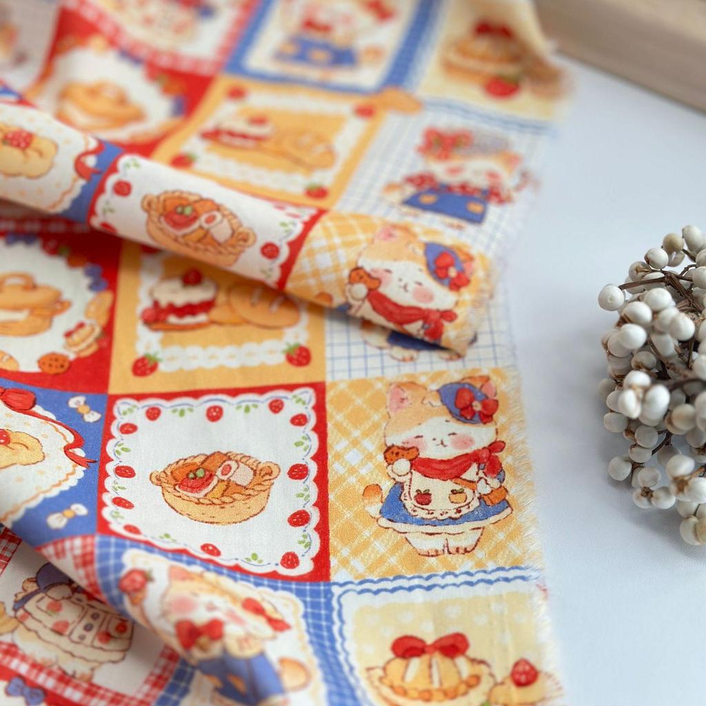 Ткань Cake Bunny Plaid из 100% хлопка для женской, детской, родительско-детской одежды и домашнего обихода (Цифровая печать, 40-е гг.)