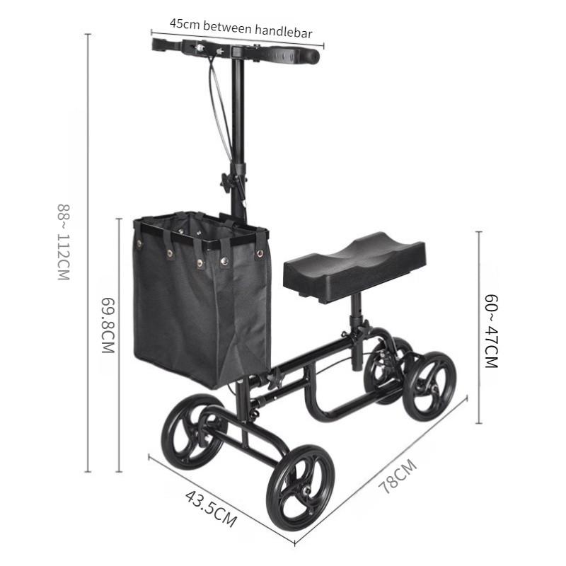 Elderly Four Wheel Knee Scooter Elderly Ankle Injuries Mobility Scooter Foldable Assistive Walking Cart