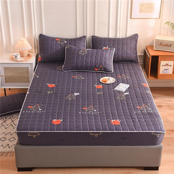 Printing Bed Fitted Sheet Cotton Thick Quilted Soft Elastic Fitted Sheet Bedding Mattress Cover Topper Single Full Queen King Sheet&Pillowcases