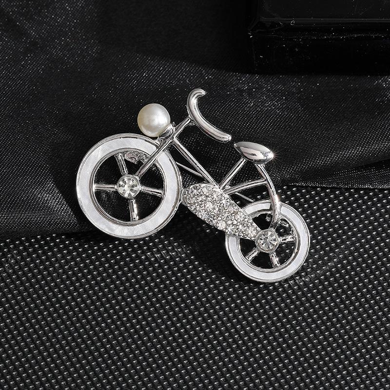 Wuli&baby Shining Bicycle Brooches For Women Unisex 2- Beautiful Taking Flowers Bike Brooch Pins Gifts