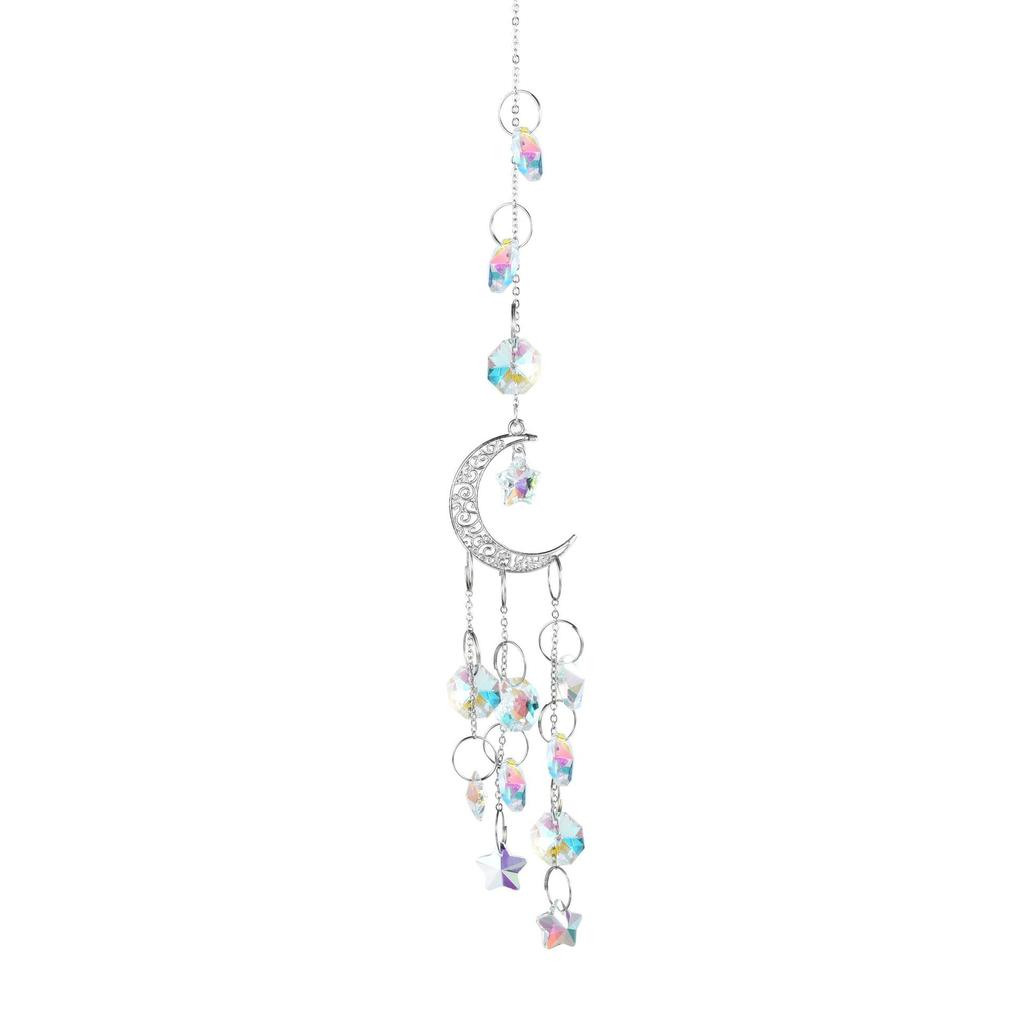 Suncatcher Crystal Wind Chimes Gold Star Hanging Decoration Rainbow Light Christmas Tree Window Hanging Decorations Dreamcatcher