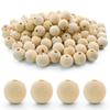 Enkrio Wooden Beads Perforated Wooden Balls Wood Beads Round Wooden Balls Set of 100 Unpainted DIY Crafts Craft Supplies Decoration Raw Wood Color
