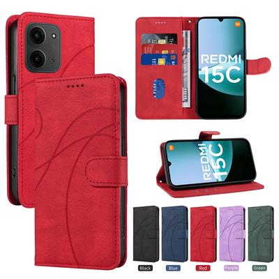 Магнитный кожаный чехол-кошелек для Redmi 15 15C 14C 13C 13 12 11A 10 10A 10C 9A 9C Prime A5 A3 A1 Plus 4G 5G K70 Чехол с линией изгиба
