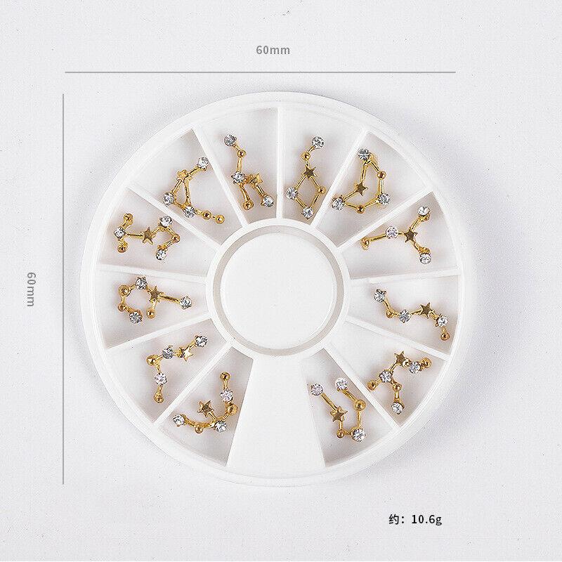 12 созвездий, сплав циркона, 3D хрустальные стразы, украшение для ногтей