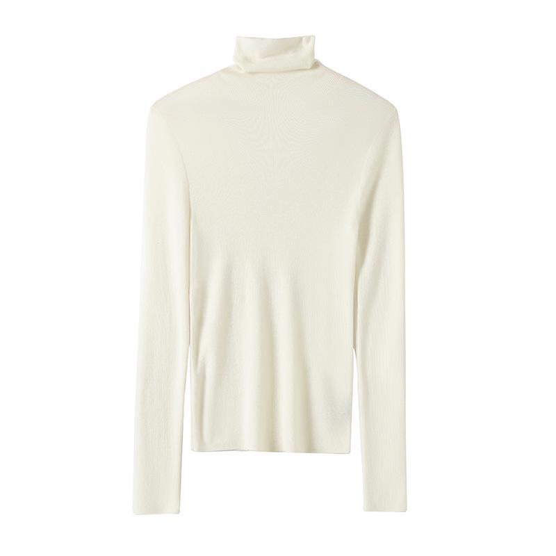 Tangge Silk-Cashmere Turtleneck Long Sleeve Warm Top