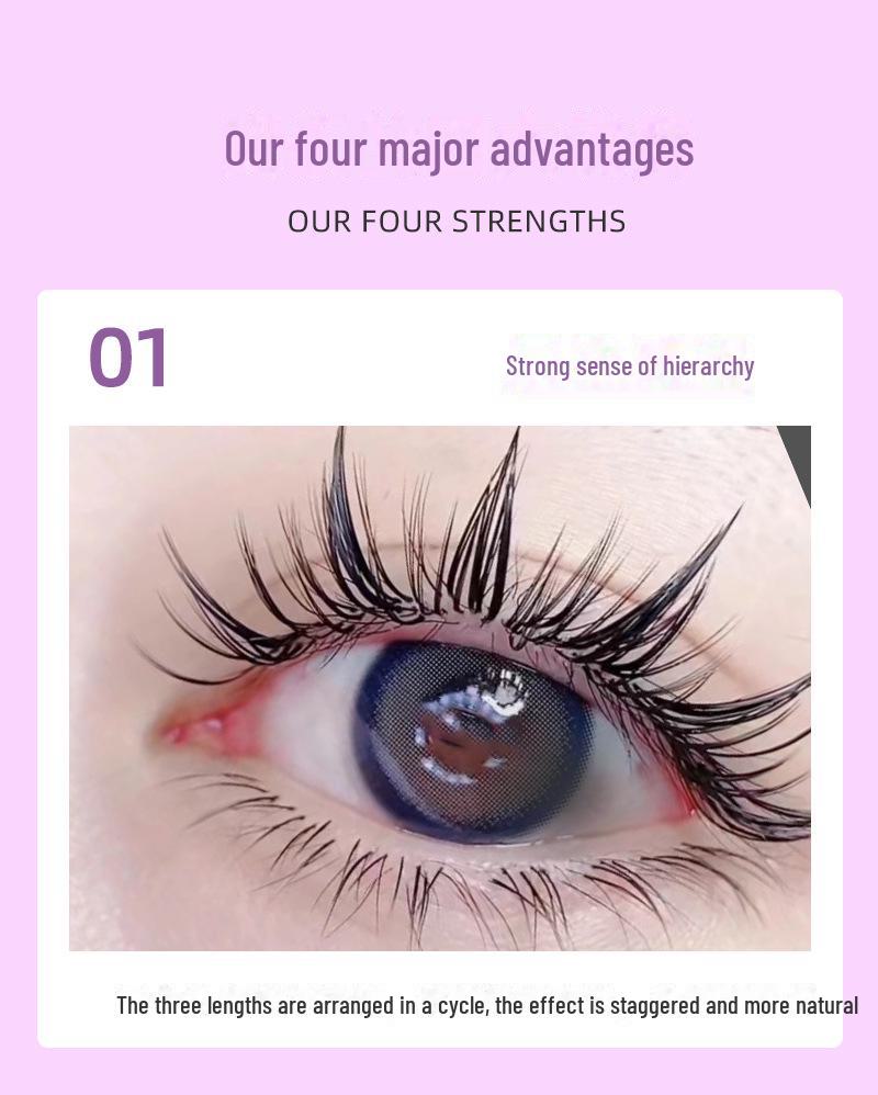 0.07 Мультяшные накладные ресницы Камелия: Мягкие накладные ресницы в тайском стиле с одним корнем и китайской завивкой.