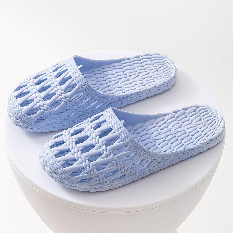 Простые однотонные домашние пластиковые туфли для женщин, дышащие прохладные тапочки на лето