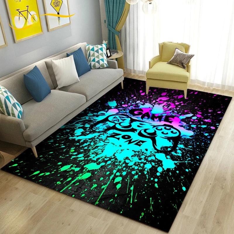 Cartoon Gamer Game Controller Carpet For Living Room Non Slip Parlour Sofa Large Area Rug Bedroom Kid Play Room Floor Mat