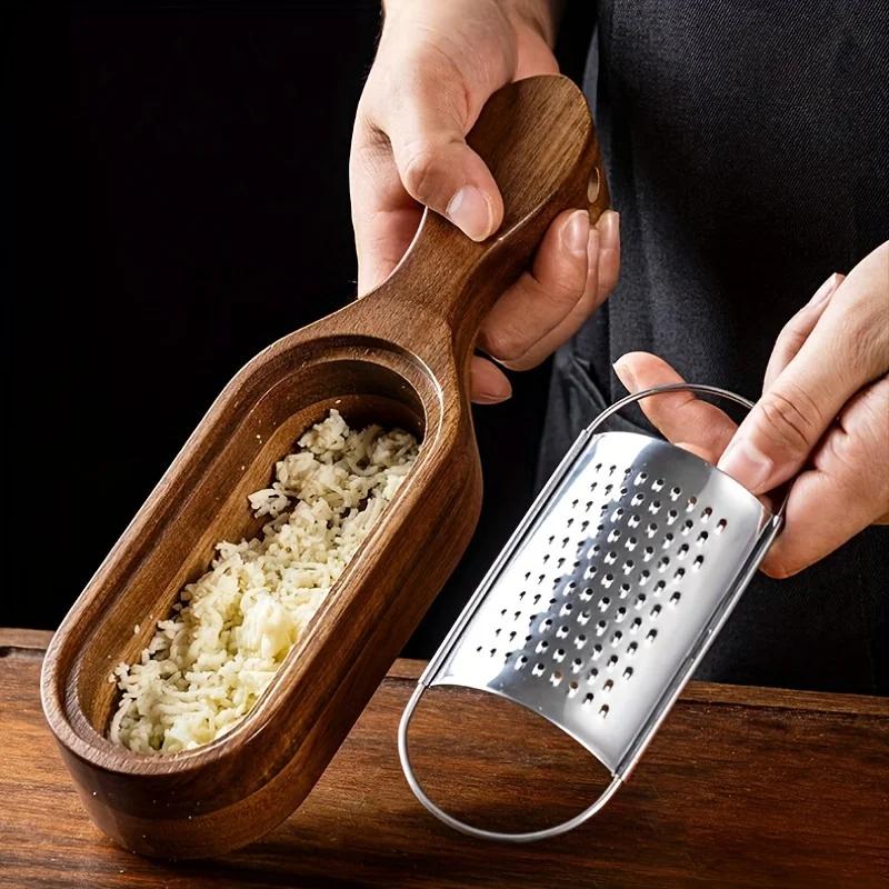 Premium Acacia Wood Handle Stainless Steel Cheese Grater - Ideal for Shredding Chocolate, Vegetables & Fruits