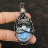 Подвеска из самоцвета Опал Оуайхи Голубой Глаз, обернутая медной проволокой, ручной работы, подарок для нее, медные украшения с лунным камнем, украшения от сглаза
