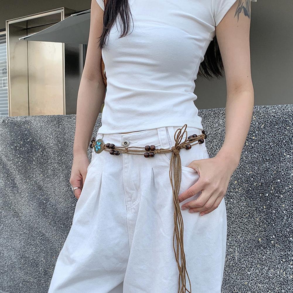 Women's Belt Vintage Ethnic Style Handwoven Belt Women's Style Dress Versatile Decorative Chain A2K6
