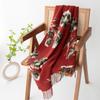 Autumn and Winter Women's Encore Red Imitation Cashmere Scarf Warm Shawl Elegant Burgundy Printed Scarf Shawl Dual Use