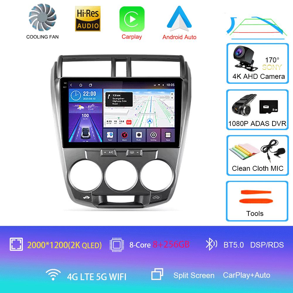 Автомобильный радиоприемник Android 14 Carplay мультимедийный проигрыватель для Honda City 2008 2009 2010 2011 2012 2013 2014 Автомагнитола Стерео 2din Головное устройство