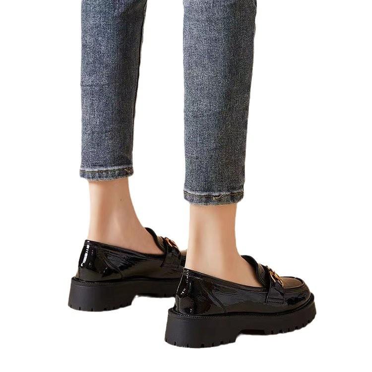 Маленькие кожаные туфли женские 2025 новая весна корейская версия jk низкие женские туфли мокасины британский стиль платформа универсальные одинарные туфли женские