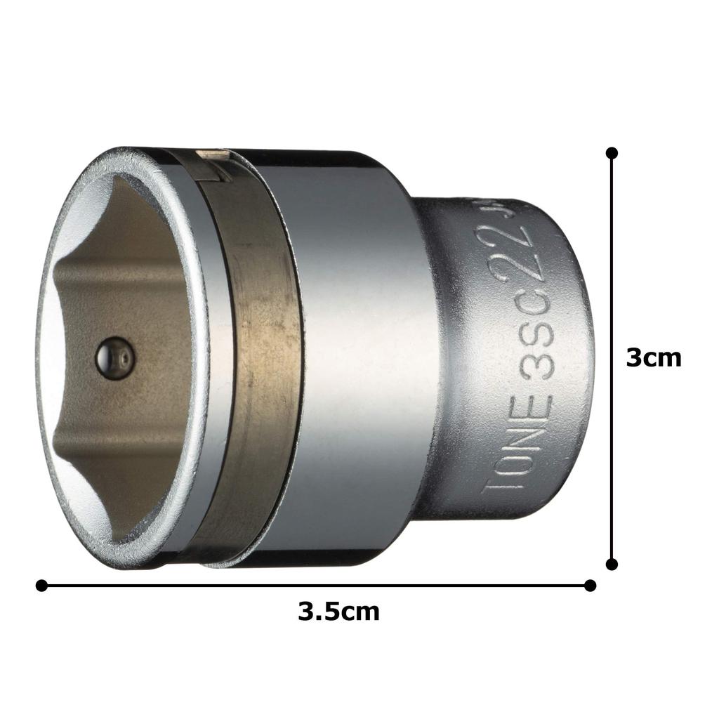 TONE Nut Catch Socket Drive Angle Width Across Flats 22mm (hexagonal) 3SC-22 9.5mm (3/8")