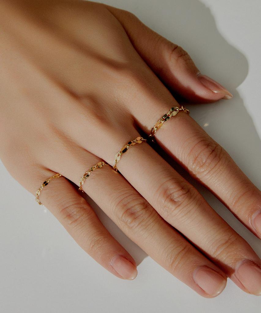 Helene Jewelry Кольцо-цепочка 14K 'Миндаль'