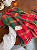Red Tassel Plaid Scarf: Warm & Versatile Winter Shawl for Women
