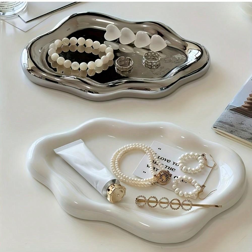 Элегантный керамический поднос в форме облака - однослойная подставка для ювелирных изделий и духов, поднос для ювелирных изделий, место для хранения ключей - подарок на День матери, День святого Валентина
