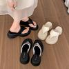 Модная обувь Женские тапочки Уличные Бежевые Босоножки на каблуке Pantofle Шлепанцы Резиновые шлепанцы Черные 2025 Гавайские Ретро Резиновые шлепанцы