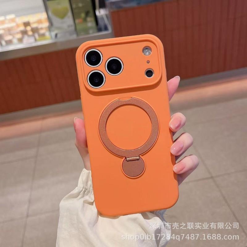 IPhone 18 Pro Max Case Liquid Silicone Magnetic Rotating Stand Shockproof Full Protection