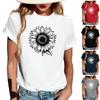 Women's Fashionable Round Neck Casual Retro Print Short Sleeved T-shirt Top