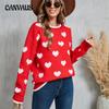 Зимний женский свитер Love Valentine's Day Pullover Heart Color Clash Sweater