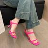Fashion Women's Fashion High Heels Sandals Summer New Square Head Shallow Mouth Soft Sole One Line with Thin Heel Sandals