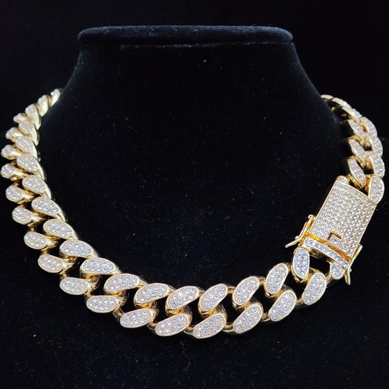 Iced Out Bling Bling Chain ожерелье высокого качества шириной 20 мм Miami Cuban Chain Hiphop ожерелья модные очаровательные ювелирные изделия