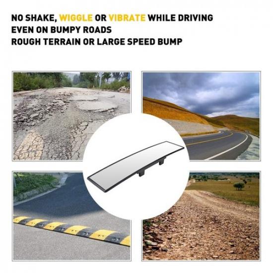 Universal 300MM Convex Clear Interior Clip On View Rear Mirror For Auto Car