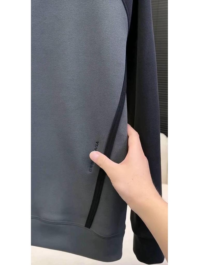 Men's Autumn Color Block Hoodie - Versatile, Trendy, Round Neck Streetwear Top