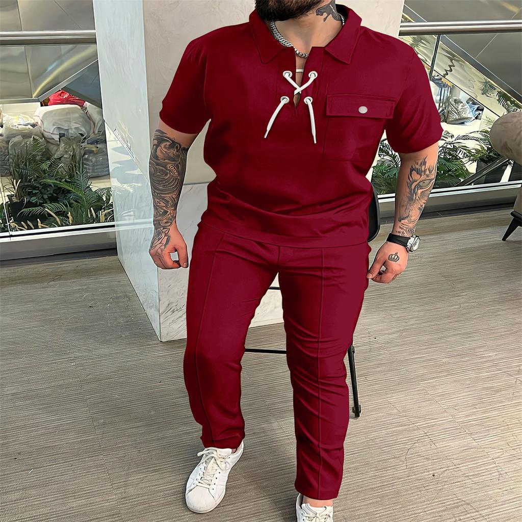 Осенняя модная мужская рубашка, повседневная футболка с коротким рукавом, повседневные брюки, индивидуальный набор в стиле хип-хоп